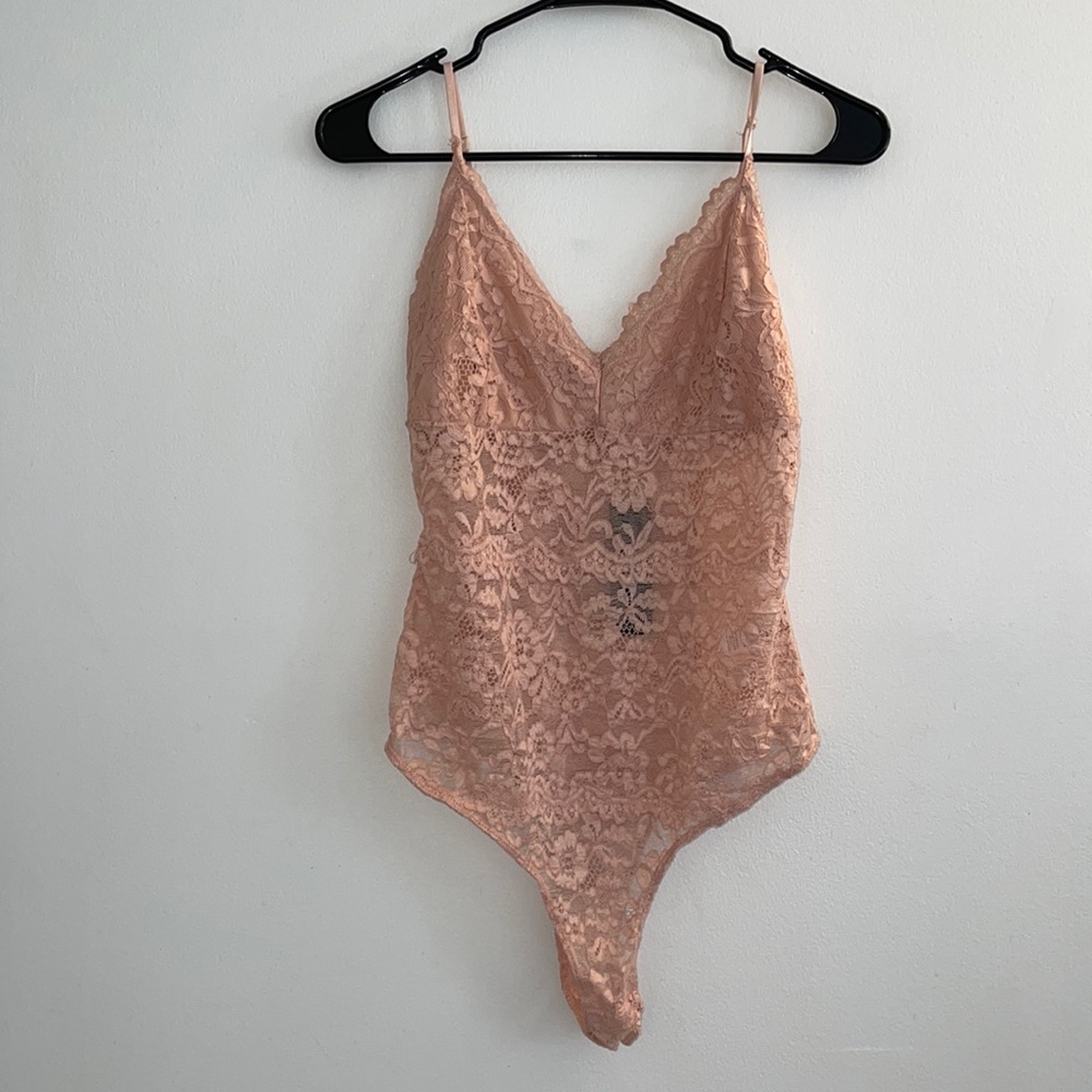 Lulu’s Blush Pink Lace Bodysuit